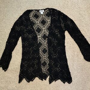 Chico’s DESIGN crochet cardigan black SZ 3